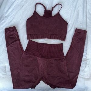 POPFLEX Burgundy Leggings and Top Set